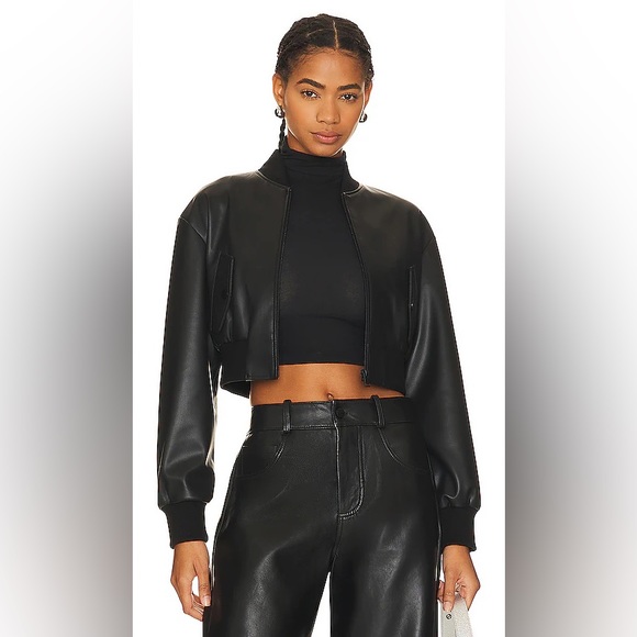 NWT Lamarque Evelin Faux Leather Cropped Bomber Jacket L - PERFECT FALL JACKET - Picture 4 of 17